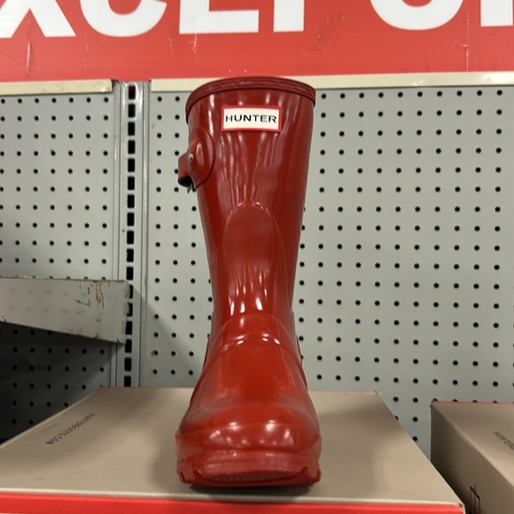 Hunter Glossy Red Rain Boot with Buckle - Picture 2 of 5